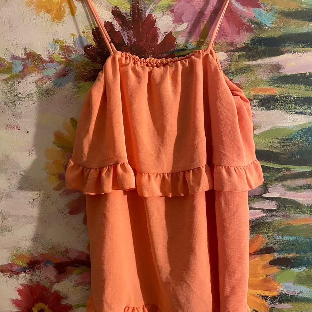 Coral Ruffled Women's Tank Top